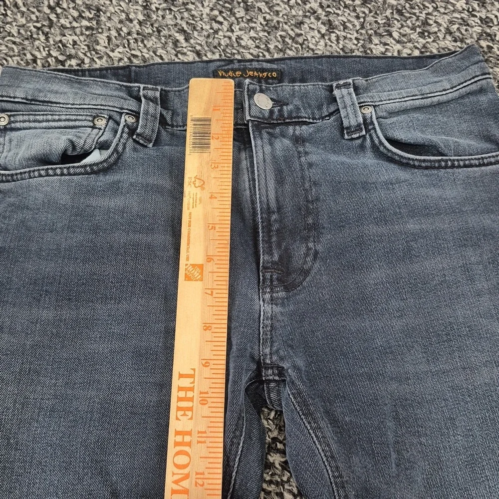 Nudie Jeans Mens 33x30 Blue Gray Thin Finn Organic Cotton Denim Slim Stretch